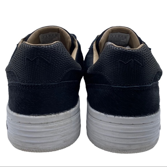 Mark Nason Black Leather & Calf Hair Lace Up Low Top Sneakers 222045 Size 9 - Picture 6 of 12